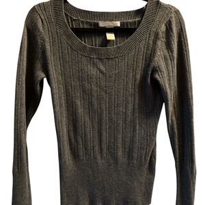 VTG Y2K Hillard & Hanson Charcoal Cotton/Rayon Sweater Ribbed Buttons GUC